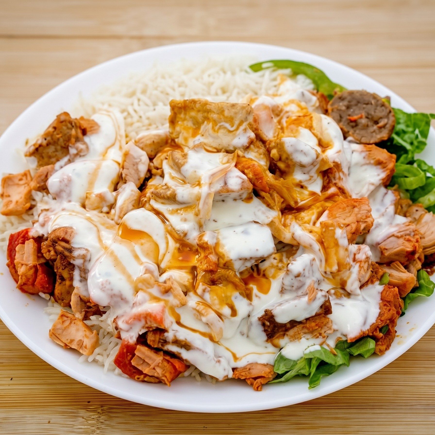 Chicken and Lamb Over Rice.