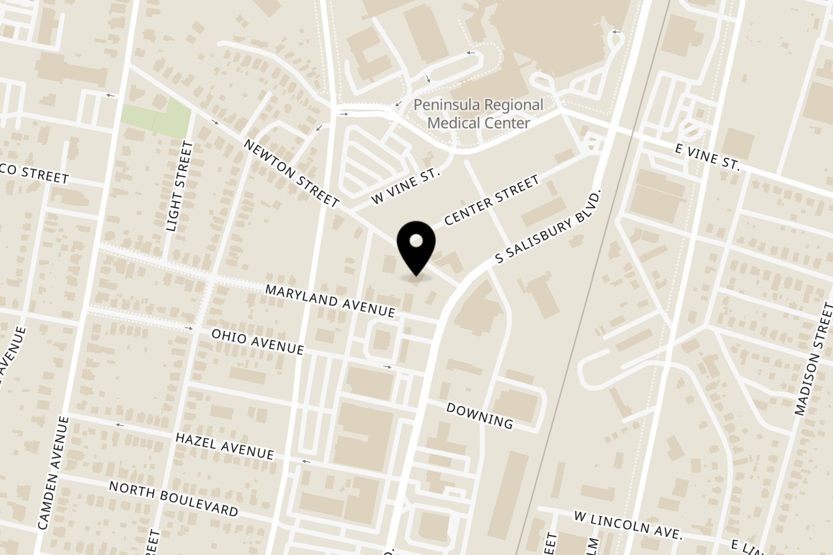 Map showing the location of Punjab Kabab & Grill on 202 Newton St in Salisbury
